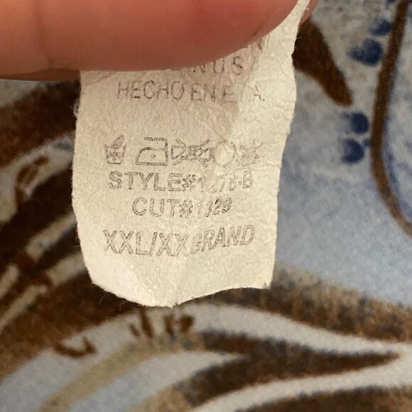 Early 2000’s Fairy Grunge Blue Tan Cowl Neck Flowy Vintage Made in USA Top XXL - Picture 6 of 8